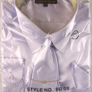 NEW Jameson Meade 4 Pc. Pale Lavender Satiny Dress Shirt Set, 18-18.5 (36/37)